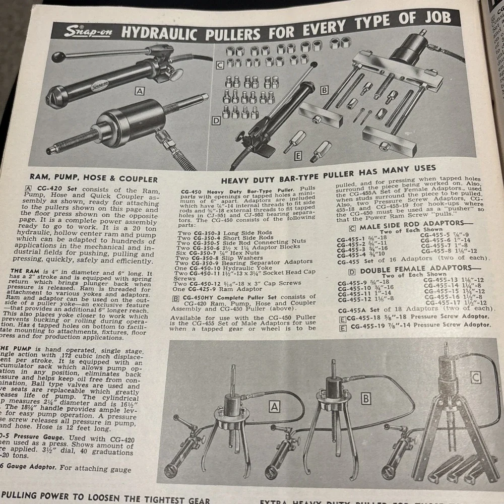 Vintage August 1962 Snap-on Tools Catalog Y Tool Equipment Automotive Mechanics